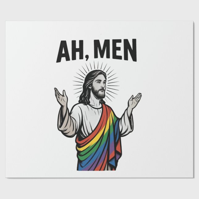 Ah Manar LGBT Gay pride Jesus Rainbow Presentpapper (Platt)