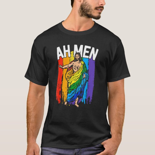 Ah Manar Lgbt Jesus Rainbow Christian T Shirt (Framsida)
