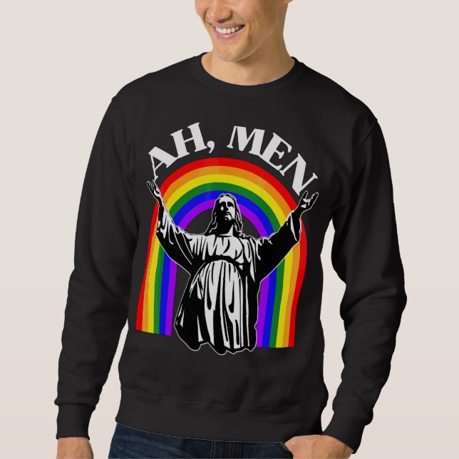 Ah Manar Rainbow Gay Jesus Christian Lgbt Pride Fl Lång Ärmad Tröja (Framsida)