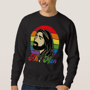 Ah Manar Rainbow Gay Jesus Christian Lgbt Pride Fl Lång Ärmad Tröja
