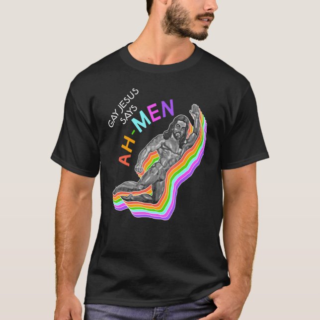 Ah Manar Rainbow Gay Jesus Christian Lgbt Pride Fl T Shirt (Framsida)