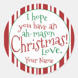 Ah Mason Burk jul Gift Wide Mouth Label Runt Klistermärke