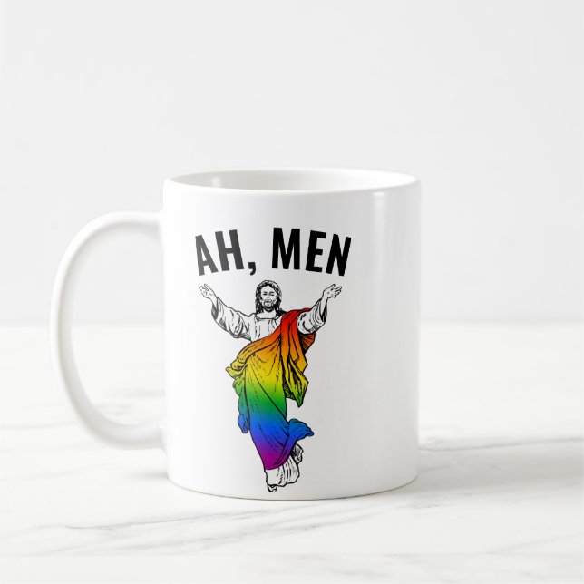 Ah Men - Funny Jesus Meme Kaffemugg (Vänster)