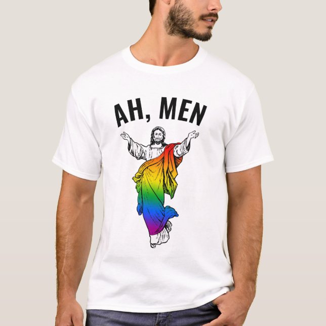 Ah Men - Funny Jesus Meme T Shirt (Framsida)