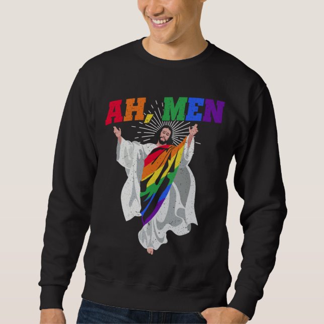 Ah Men Pride Month Human Rights Proud Ally Queer L Lång Ärmad Tröja (Framsida)
