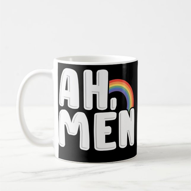Ah Men Rainbow Gay Jesus Christian LGBT Pride Kaffemugg (Vänster)