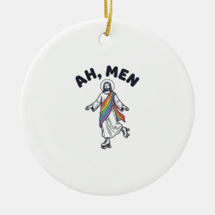 Ah Men Rullskridskoåkning Tro Vektor Design_1 Julgransprydnad Keramik