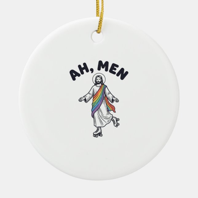 Ah Men Rullskridskoåkning Tro Vektor Design_1 Julgransprydnad Keramik (Framsidan)