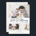 Åh, Merry Script Collage 3 Photo jul Holid Julkort<br><div class="desc">Med ett modernt penselskript i rött med 3 av dina foton. Kommer med ett foto på baksidan också.</div>
