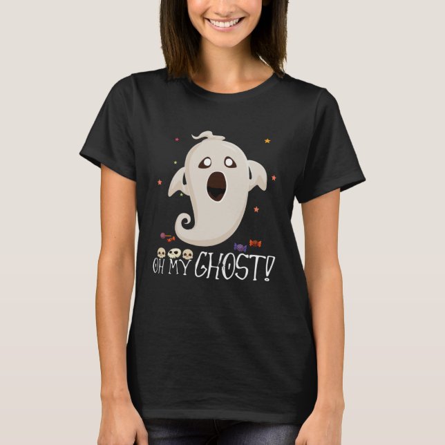 Åh, min gästgud Halloween överraskad Ghost T Shirt (Framsida)