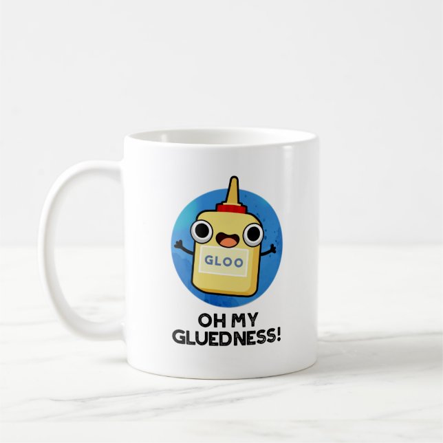 Åh, min glluedness Funny Toppen Glue Pun Kaffemugg (Vänster)