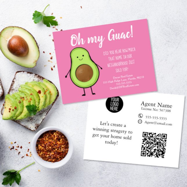 Åh Min Guacamole Mäklare vykort avokado (Skapare uppladdad)