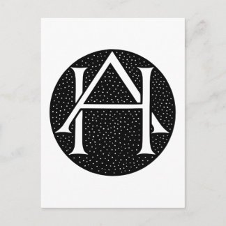 AH Monogram för initialer/brev AH. Vykort