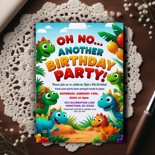 Åh nej! En till dinosaurie-tema födelsedagsfest  Vykort (Skapare uppladdad)