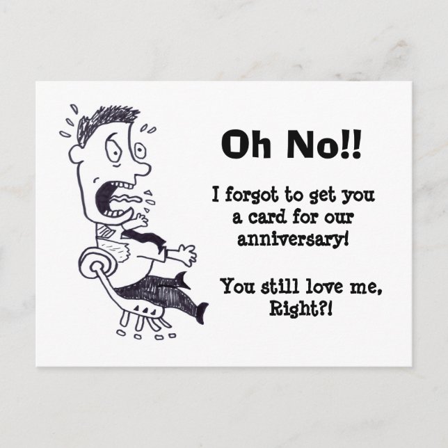 Åh nej, jag glömde vårt jubileumskort vykort (Framsida)