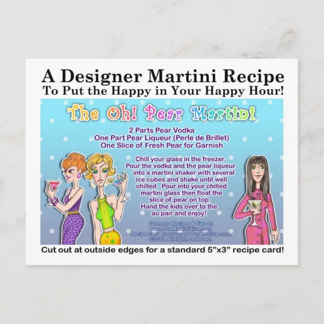 Åh! Pear Martini Recipe-vykort Vykort (Framsida)