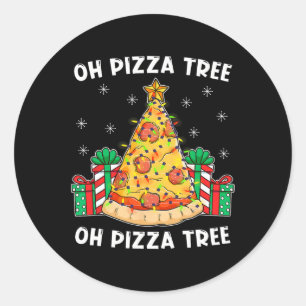 Åh Pizza Träd Julafton Food Present jul Pizza Tr Runt Klistermärke