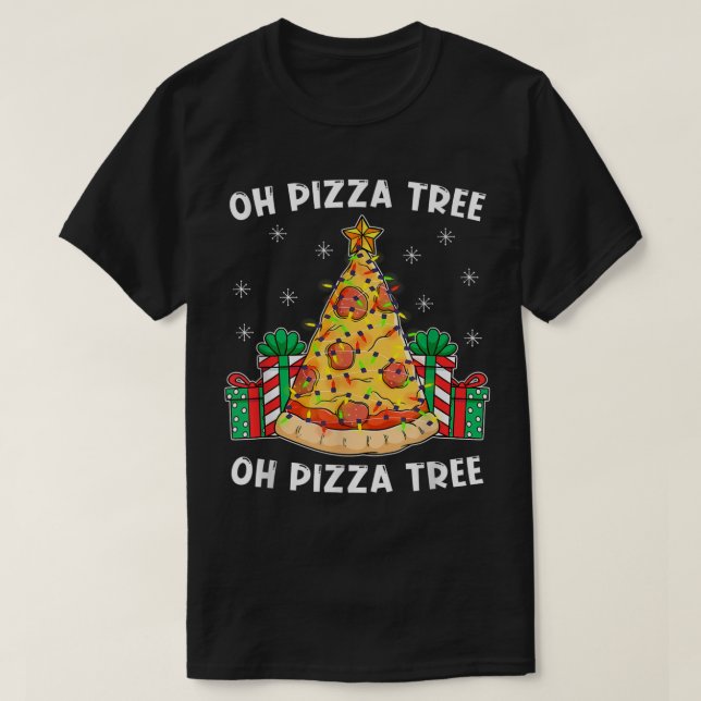 Åh Pizza Träd Julafton Food Present jul Pizza Tr T Shirt (Design framsida)
