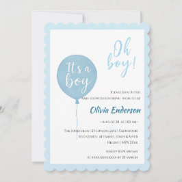 Åh, pojk! Balloon baby är inbjuden Inbjudningar