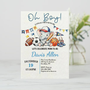 Åh Pojke ALL STAR SPORT Baby Shower Inbjudningar