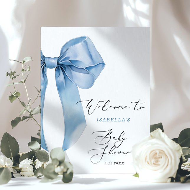 Åh pojke baby shower blå band välkommen poster (Skapare uppladdad)