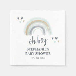 Åh Pojke Baby Shower Blå Boho Regnbåge Servetter