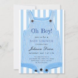 Åh Pojke Baby Shower Inbjudan | Blå Akvarell