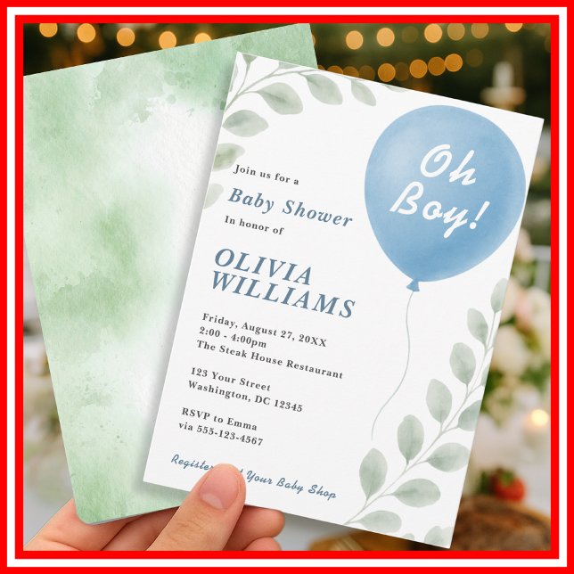 Åh Pojke Baby Shower Inbjudningar (Skapare uppladdad)