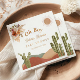 Åh Pojke Baby Shower Sydvästlig Kaktus Öken Pappersservett