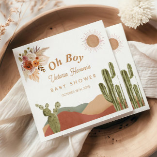 Åh Pojke Baby Shower Sydvästlig Kaktus Öken Pappersservett