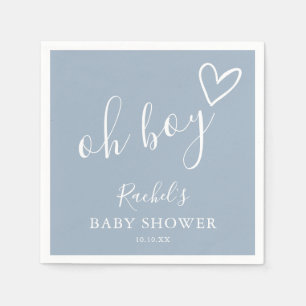 Åh pojke baby söt hjärta dammig blå baby shower pappersservett