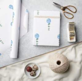 Åh pojke ballong grönska eukalyptus baby shower presentpapper
