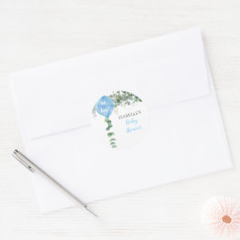 Åh pojke ballong grönska eukalyptus baby shower runt klistermärke