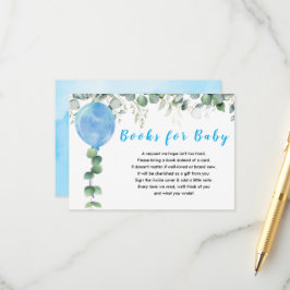 Åh pojke ballong grönska eukalyptus baby shower tilläggskort