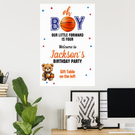 Åh pojke baskettema födelsedag poster