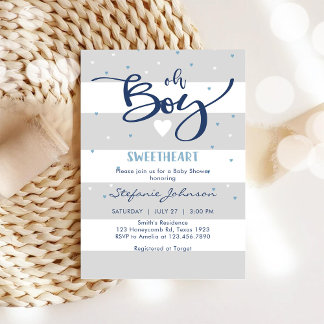 Åh Pojke Bebis Babyshopps Invitation Inbjudningar