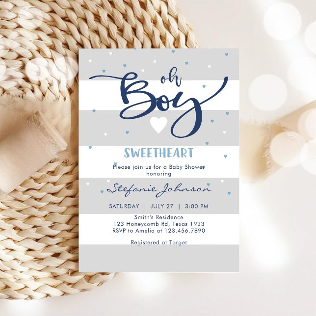 Åh Pojke Bebis Babyshopps Invitation Inbjudningar (Skapare uppladdad)