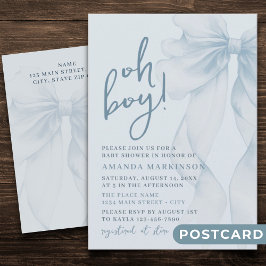 Åh pojke Blå Akvarellbåge Baby Shower Inbjudan