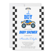Åh pojke Blå Monster Truck Baby Shower