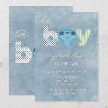 Åh pojke Blått akvarell blöja Baby Shower Present