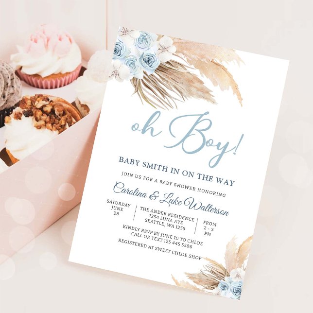 Åh Pojke Blommig Baby Shower Inbjudan (Skapare uppladdad)