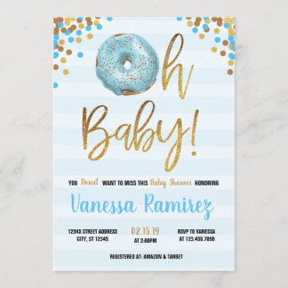 Åh Pojke Donut Baby Shower Sprinkle-inbjudan Inbjudningar