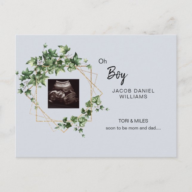 Åh Pojke Ljust Blå Ultraljudsbild Annonsering Po Meddelande Vykort (Framsida)