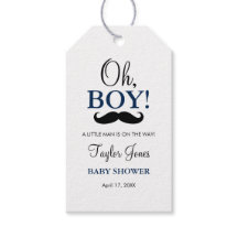 Åh pojke Mustasch Baby Shower Present Taggar