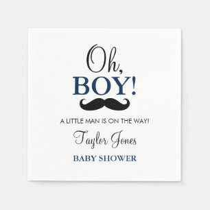 Åh Pojke Mustasch Baby Shower Servetter