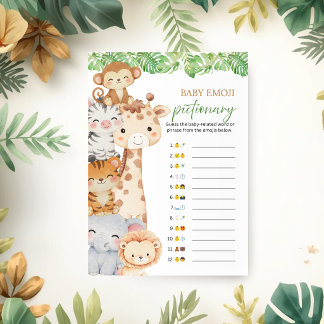Åh pojke! Safari Baby Shower | Emoji Pictionary Ga Inbjudningar