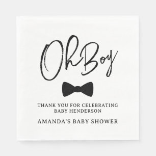 Åh Pojke Svart Fluga Baby Shower Pappersservett