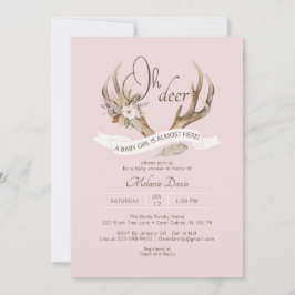 Åh, Rosa Woodland Baby Shower-inbjudan - Boh Inbjudningar