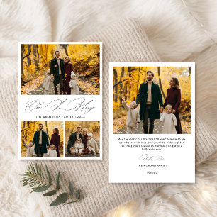 Åh, så merry Script Autumn Family 3-foto Julkort
