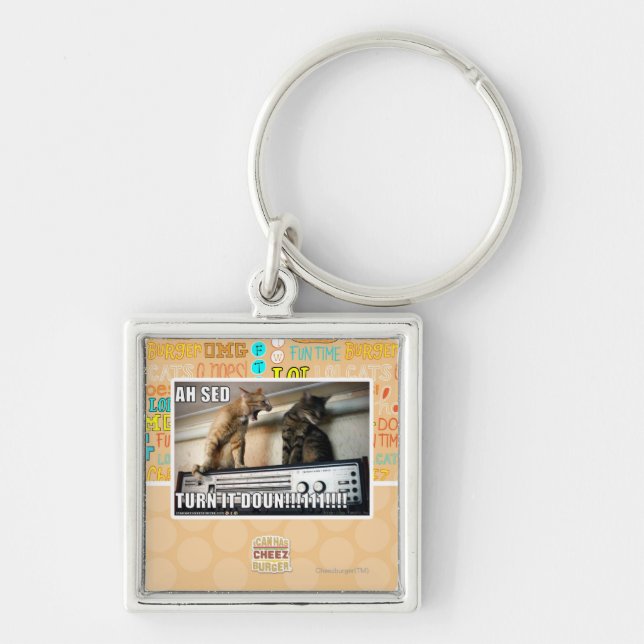 Ah Sedvänd som den besegrar!! Fyrkantig Silverfärgad Nyckelring (Framsidan)